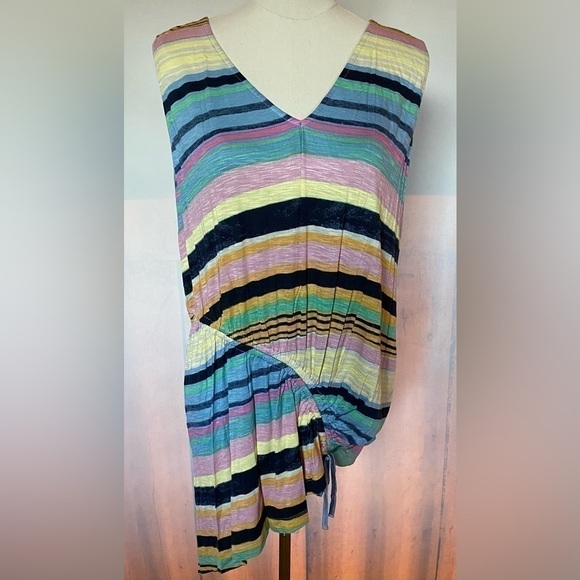 NWOT RACHEL RACHEL ROY Striped Asymmetrical Shirt Tank Top Plus Size 3X - Picture 2 of 9